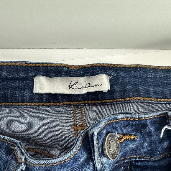 Kancan Distressed Skinny Mid Rise Stretch Blue Denim Jeans Womens Size 25 3 - Picture 6 of 8